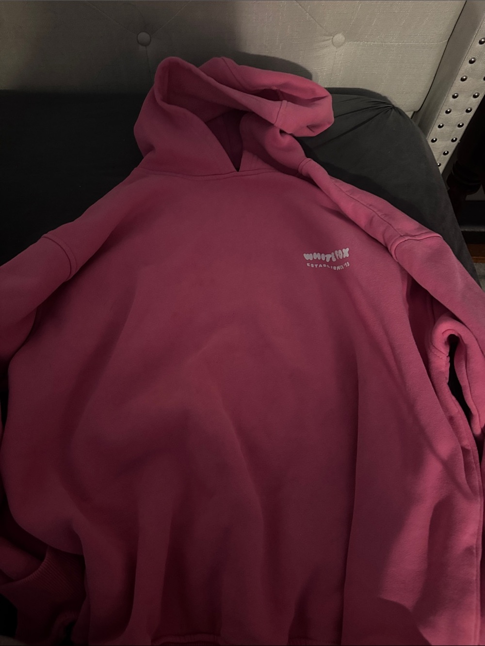 Women’s White Fox Pink Hoodie with Small Logo Big Logo On Back